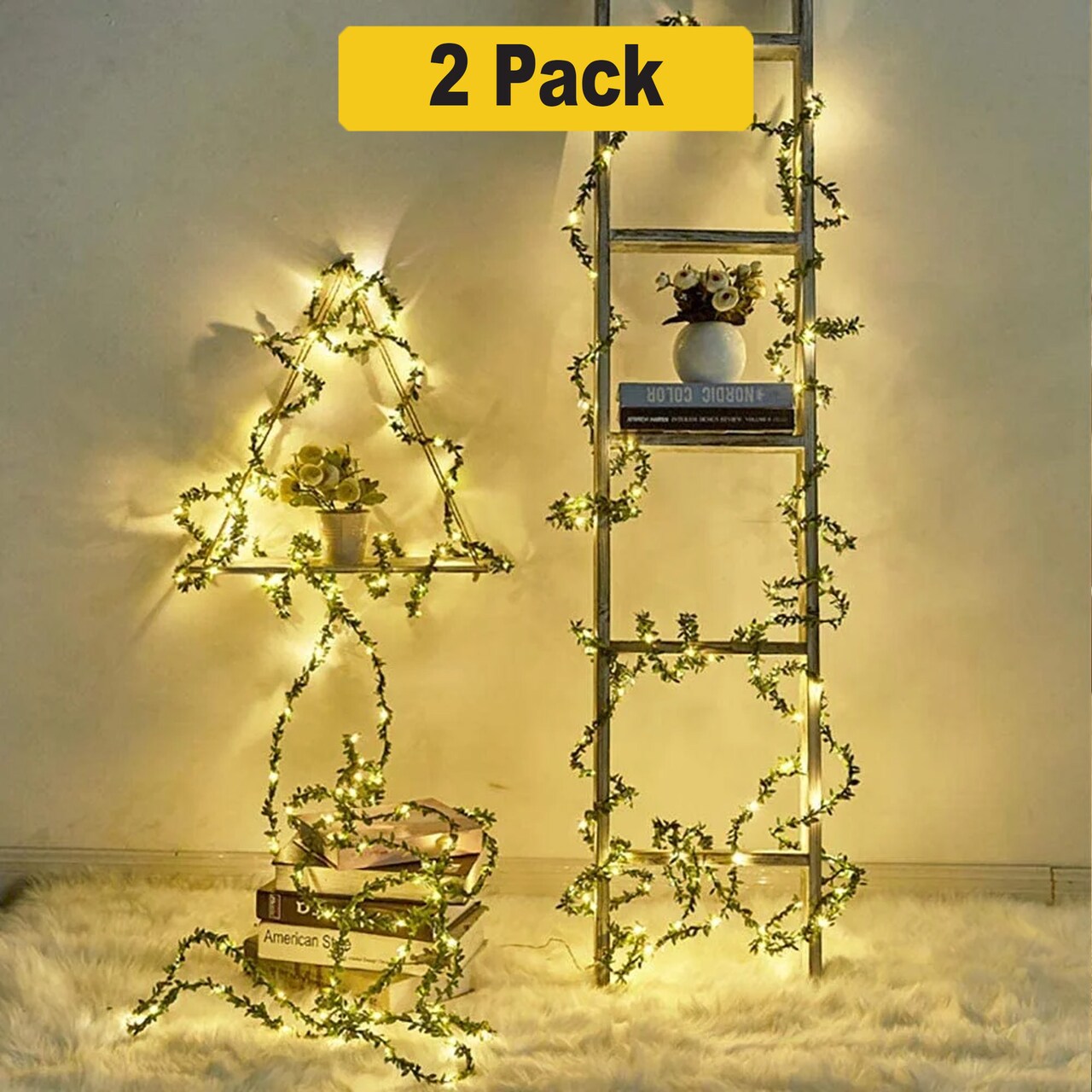 Elegant Leaf Vine Fairy Lights — 20 LED Battery String for Boho Decor